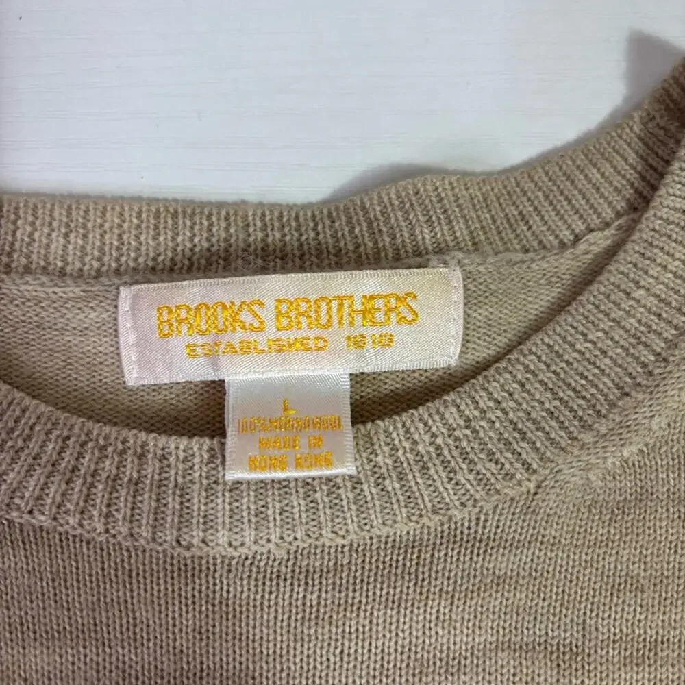 Brooks Brothers Men's Beige Wool Sweater Size Large 0424